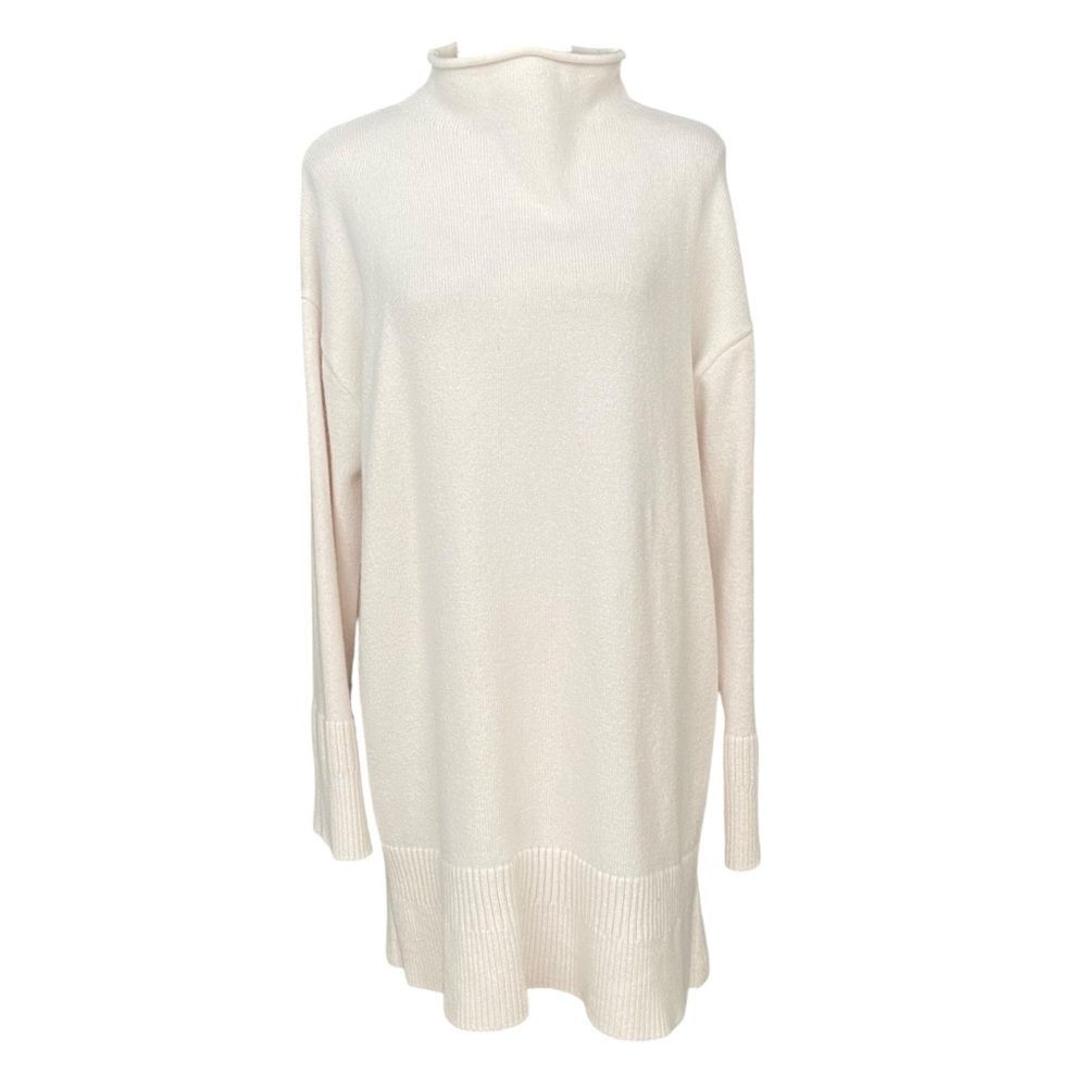 Moth Anthropologie Cream Oversized Turtleneck Long Sleeve Sweater Mini Dress L